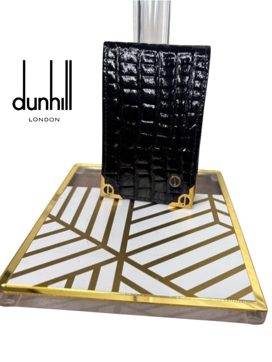 Dunhill Other - Dunhill Vintage Black Embossed Leather Card Case with Gold-Tone Corners